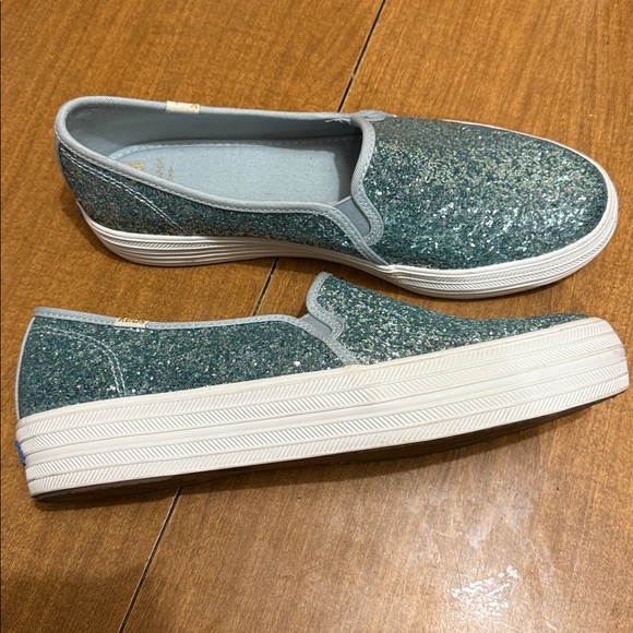 EUC* Keds X Kate Spade Triple Decker Glitter Slip on Sneakers sz 10 - Picture 2 of 9
